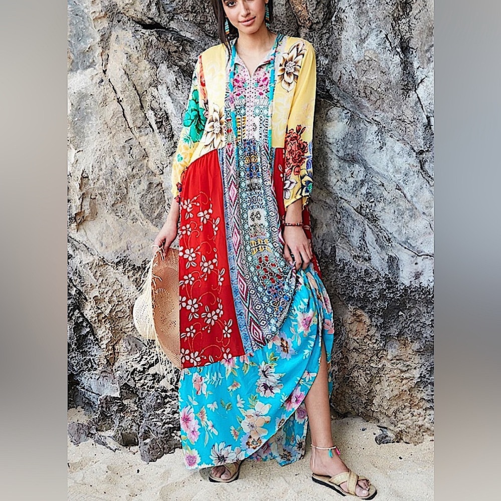 Johnny Was Seido Maxi Dress w/Slip, XS
